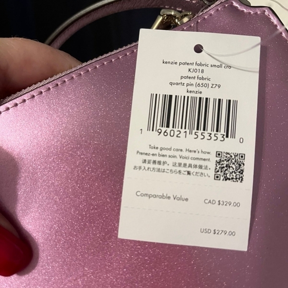 NWT Kate Spade Kenzie GLITTERED Patented Fabric In Quartz Pin Crossbody - Picture 8 of 9